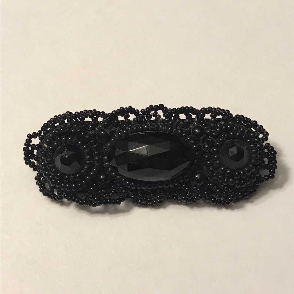 Onyx & Silver Vintage Brooch